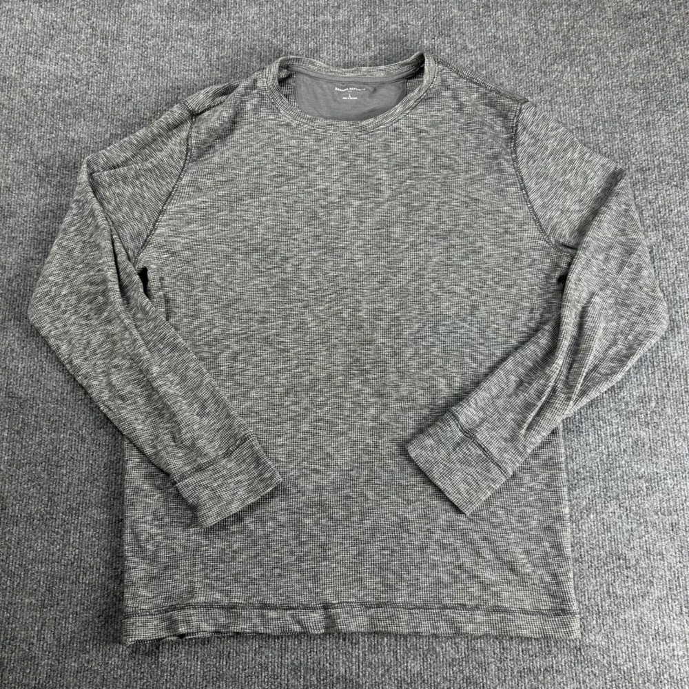 Banana Republic Mens Large Gray Marl Waffle Knit Thermal Long Sleeve Shirt